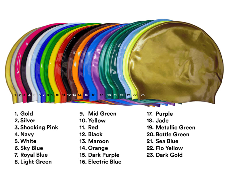 Two Colour Print on Light Silicone Swim Caps Running Imp